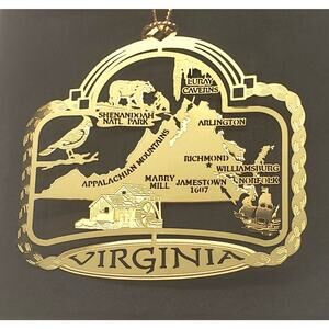 Virginia State Ornament Brass Personalize with Year Charm - 2018 to 2026